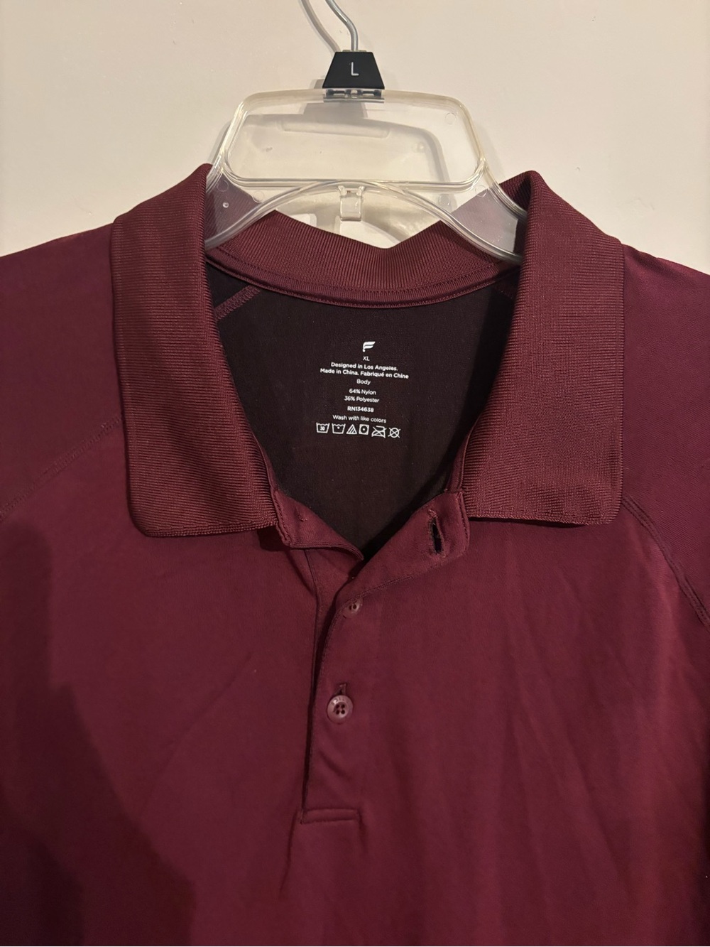 Fabletics Men's Maroon Short-Sleeve Polo - Picture 2 of 2
